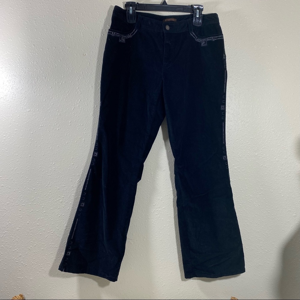 Bandolino Velour Woman’s Pants Sz12 Stretch Black Velour Straight Pants